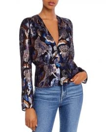 Ramy Brook Rainn Metallic Floral Peplum Top Women - Bloomingdale s at Bloomingdales